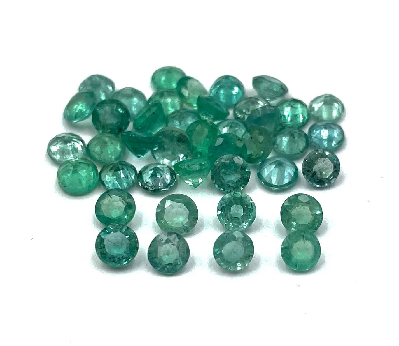 Natural Zambian Emerald Round Cut Loose Gemstone Lot 5 Pcs 4 MM 1 CT