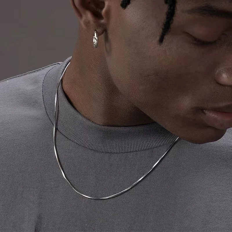 Simple Gold Color Stainless Steel Chain Necklace For Men Hip Hop Jewelry Accesso