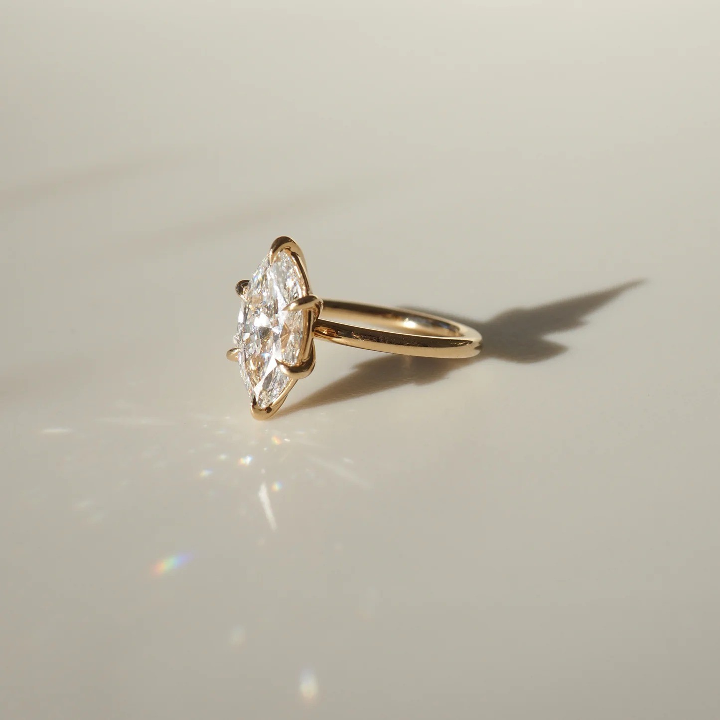 2 Ct Marquise Cut Lab Grown Diamond Solitaire Engagement Ring 14k Yellow Gold