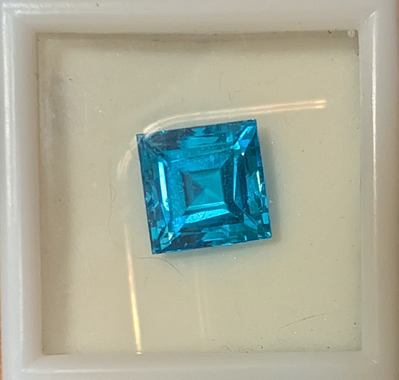 Swiss Blue Topaz 10mm Princess Cut 10.85 cts