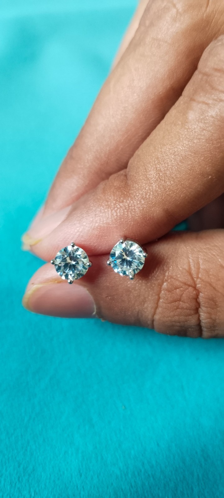 1.25 Carat Round Natural Diamond Stud Earrings in 14K White Gold Pair