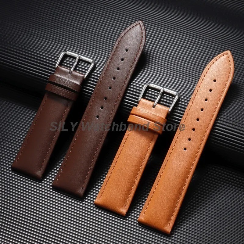 16mm 18mm 20mm 22mm 24mm Genuine Leather Wristband Watch Strap Band Bracelet