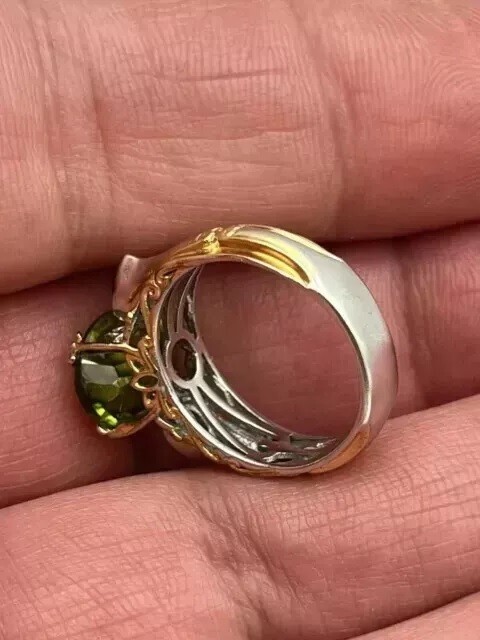 Antique 3CT Oval Cut Peridot Women’s Engagement Ring 14K White Yellow Gold Over