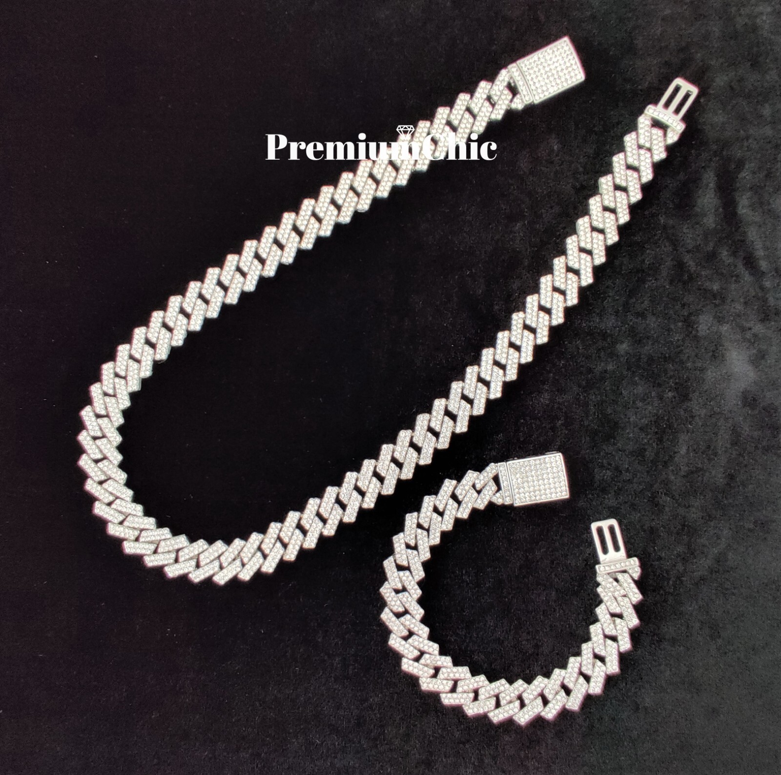 ICED 14MM Miami Cuban Prong Link CZ Necklace/Bracelet Mens Hip Hop Plated Chain