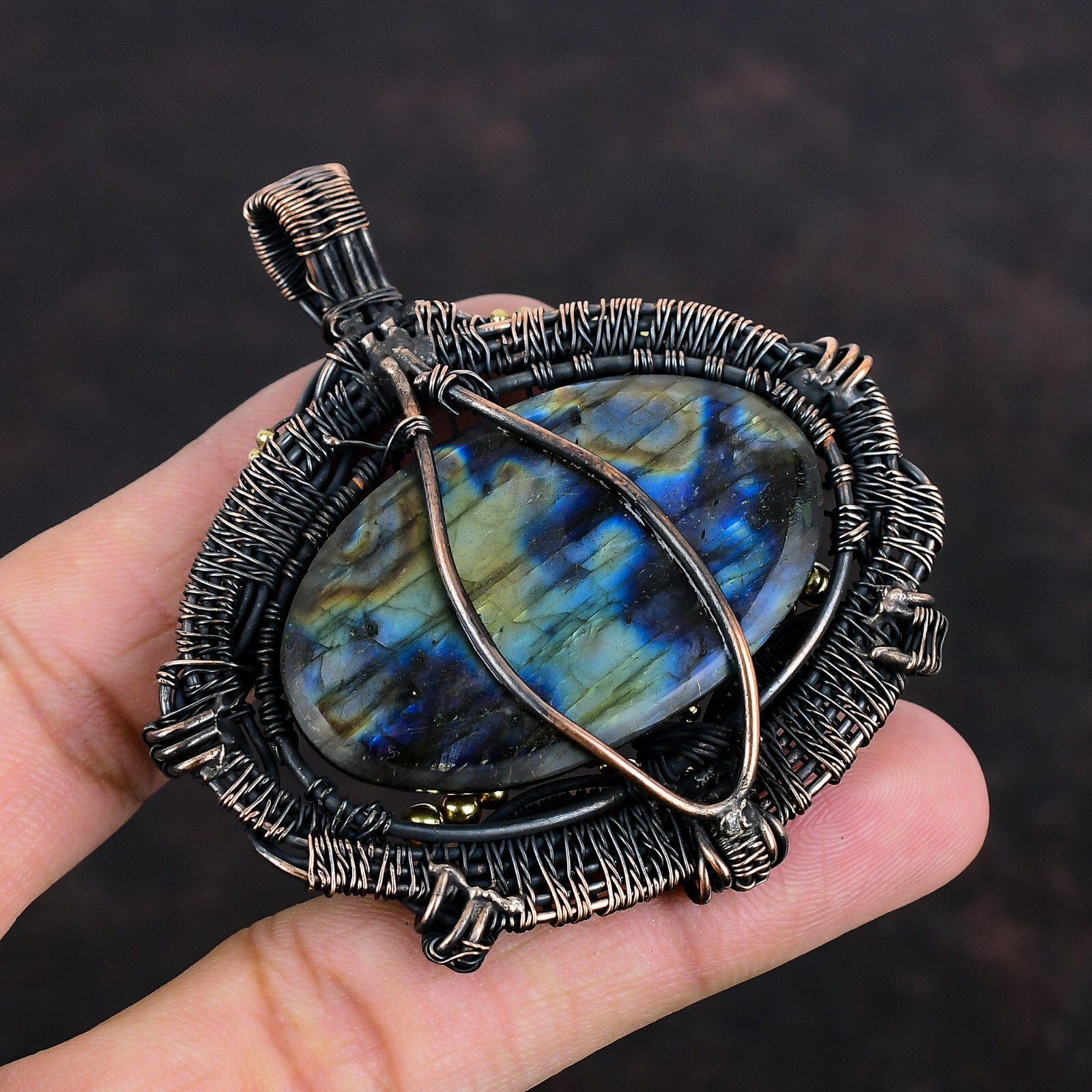 Labradorite Jewelry Copper Bestie Gift Wire Wrapped Tree Of Life Pendant 2.76″