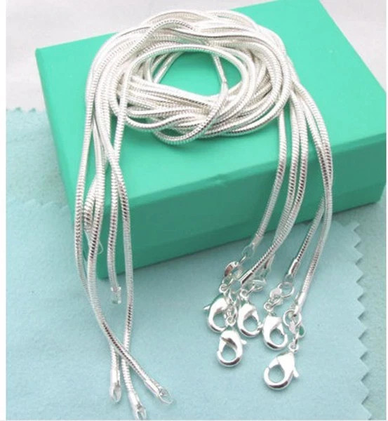 925 sterling solid Silver lots 10PCS 1mm snake chain Necklace 16-30inch