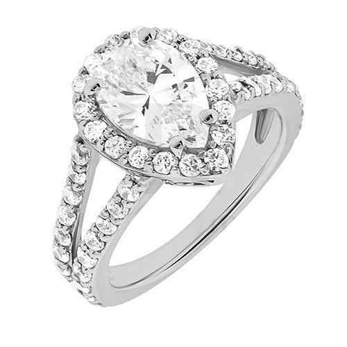 2.03 carat 1.20 ct Pear shape & Round Diamond Halo 14k White Gold Ring GIA cert