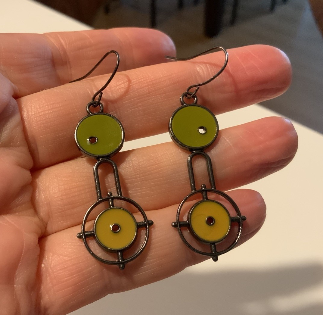 Free People Geometric Silver Earrings Museum Modern Art VTG Boho Retro Abstract