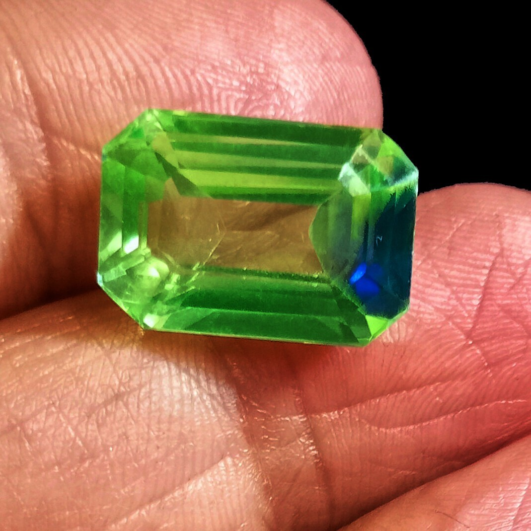 Excellent1 2.10Ct Emerald Cut Natural Pitambri Sapphire Certified Loose Gemstone
