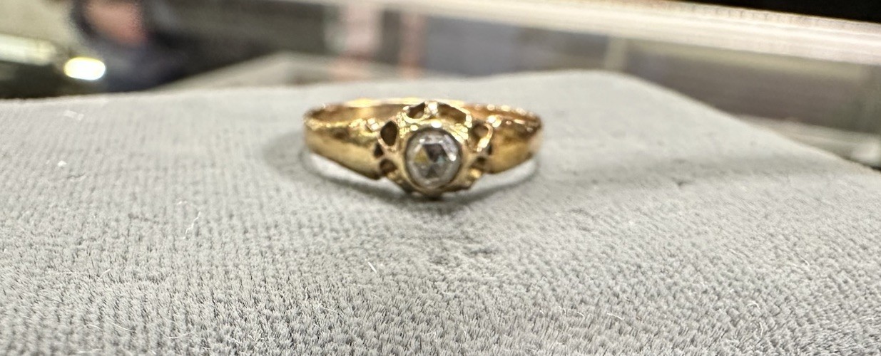 14k Georgian Rose Cut Diamond Foil Backed Ring Antique 200+ Years Old!!