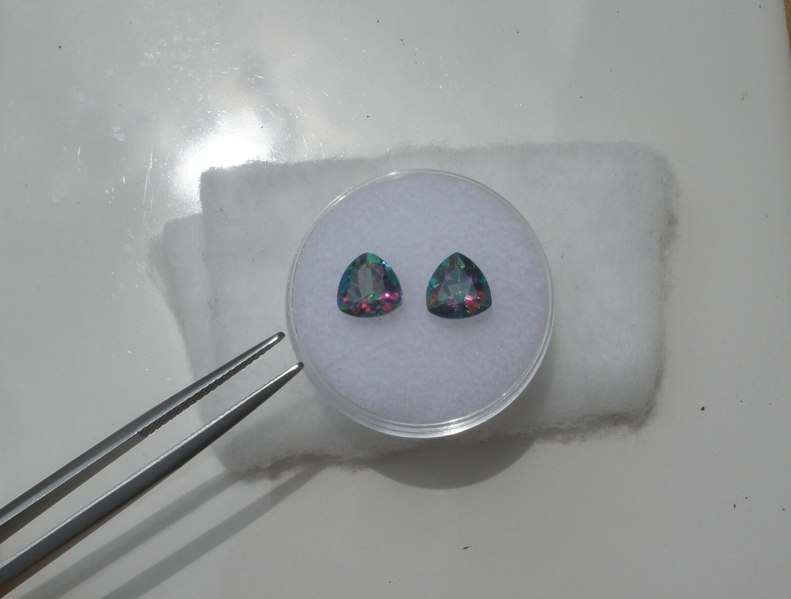 Rainbow Mystic Topaz Trillion Loose Faceted Gem Pair 8mm