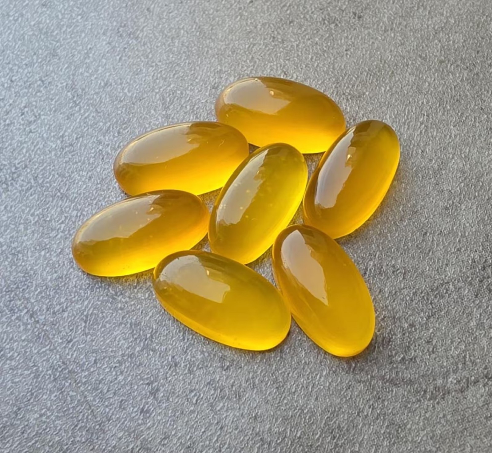 Natural Yellow Chalcedony Long Oval Cabochon Polished Loose Gemstone