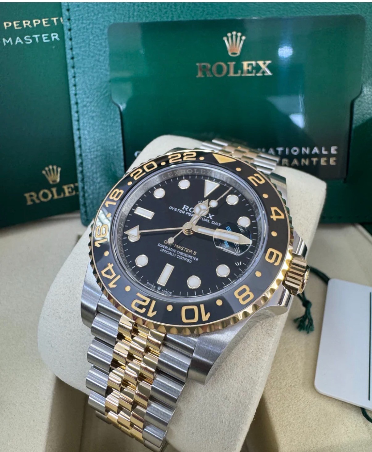 Rolex GMT-Master II 126713GRNR Gold and Silver Jubilee Bracelet with Black Bezel