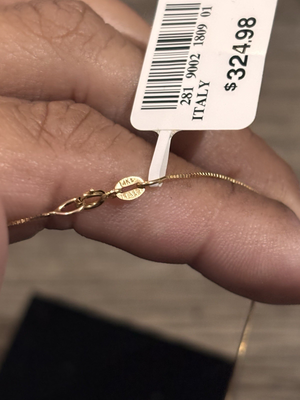 New 14K Yellow Gold Box Chain Necklace 18″ Inch 035 Gauge Solid Italy NWT