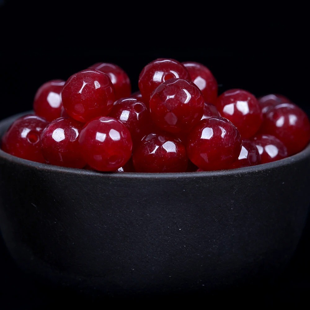 Natural Rare Red Jade and Green Jade Round Loose Beads Gemstone 4mm/6mm/8mm/10mm