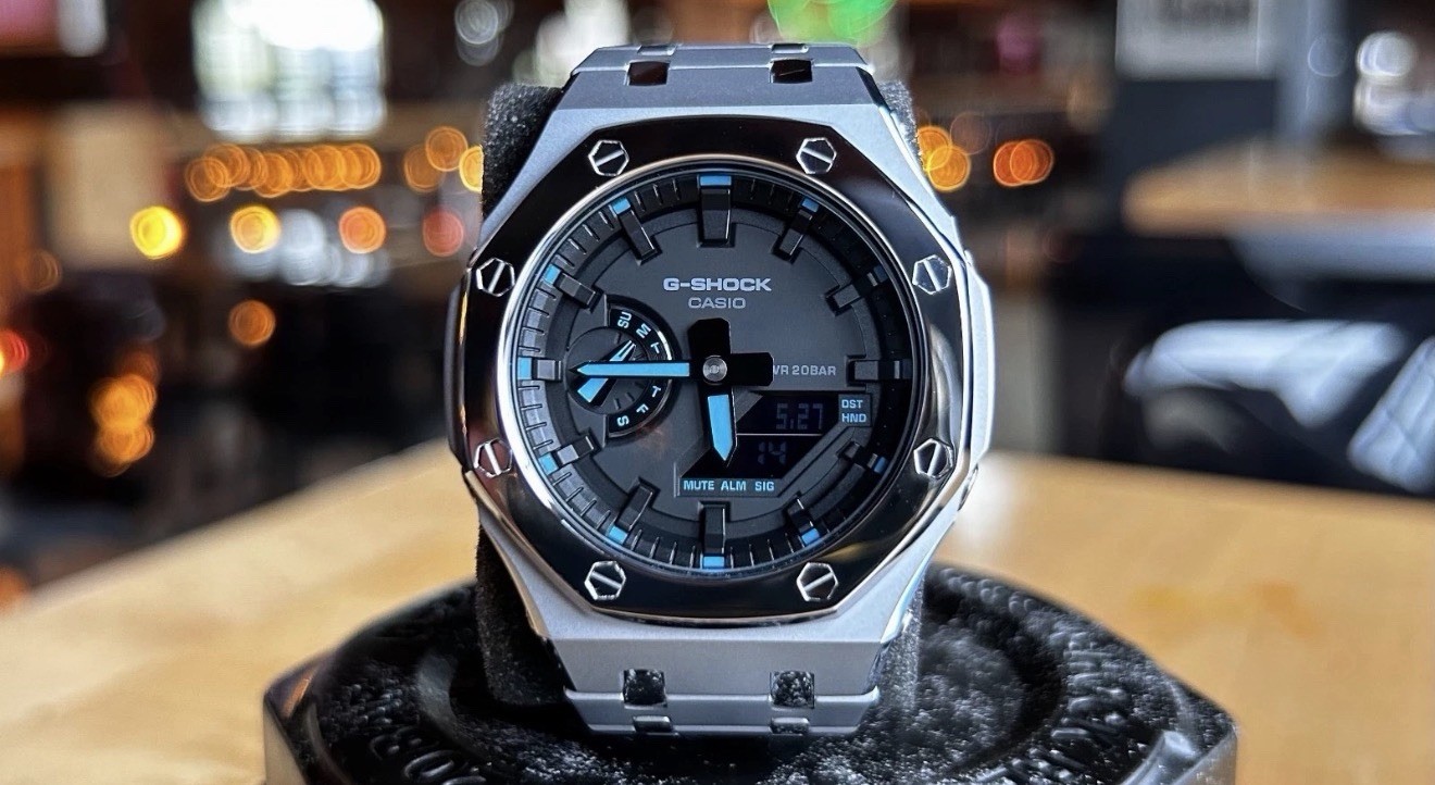 New Custom GShock GA2100 Casioak Stainless Steel Bracelet Gift – Silver mod