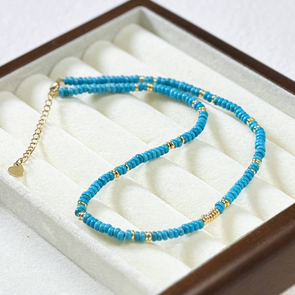 Natural Blue Turquoise Beaded Healing Crystal Necklace Choker for Women Gifts