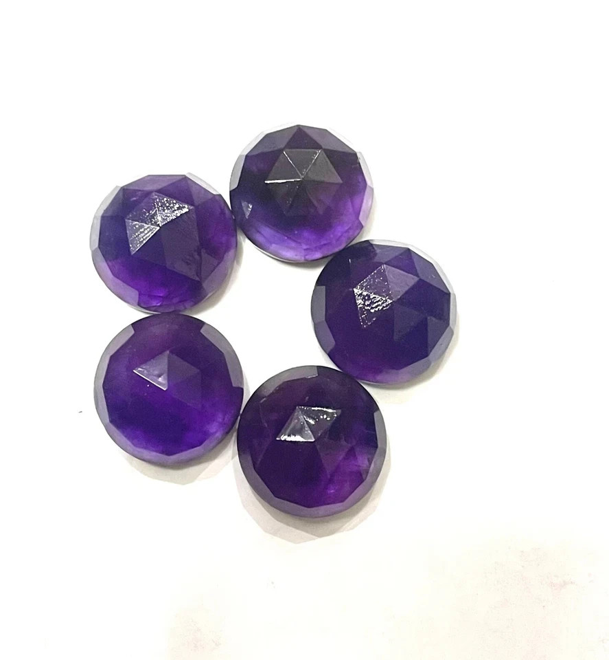 10 mm Natural Amethyst Rose Cut Round Shape Loose Gemstone For Jewelry Making