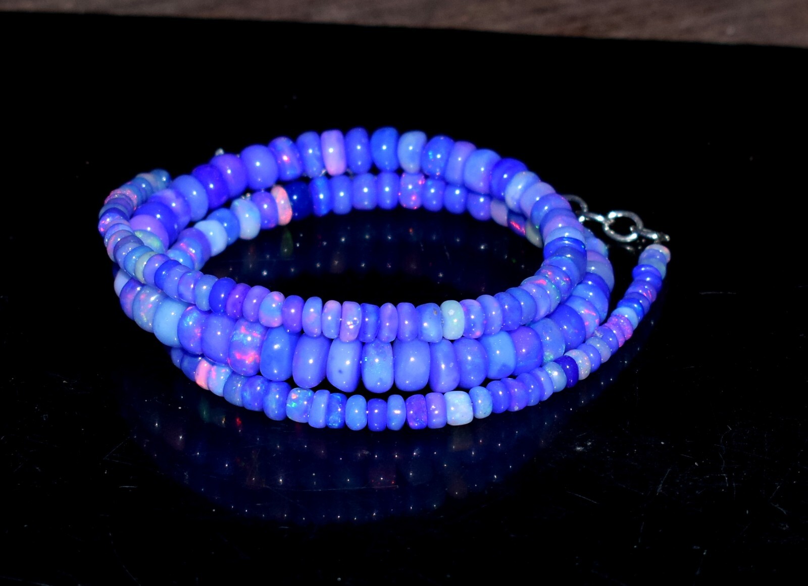 16″Natural Ethiopian Opal Beads Wello Fire Opal Gemstone Bead Necklace
