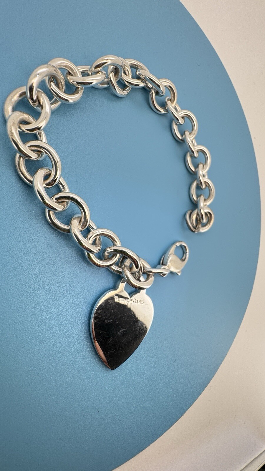 Tiffany & Co Heart Tag Charm Bracelet Engravable in Silver Guaranteed Authentic