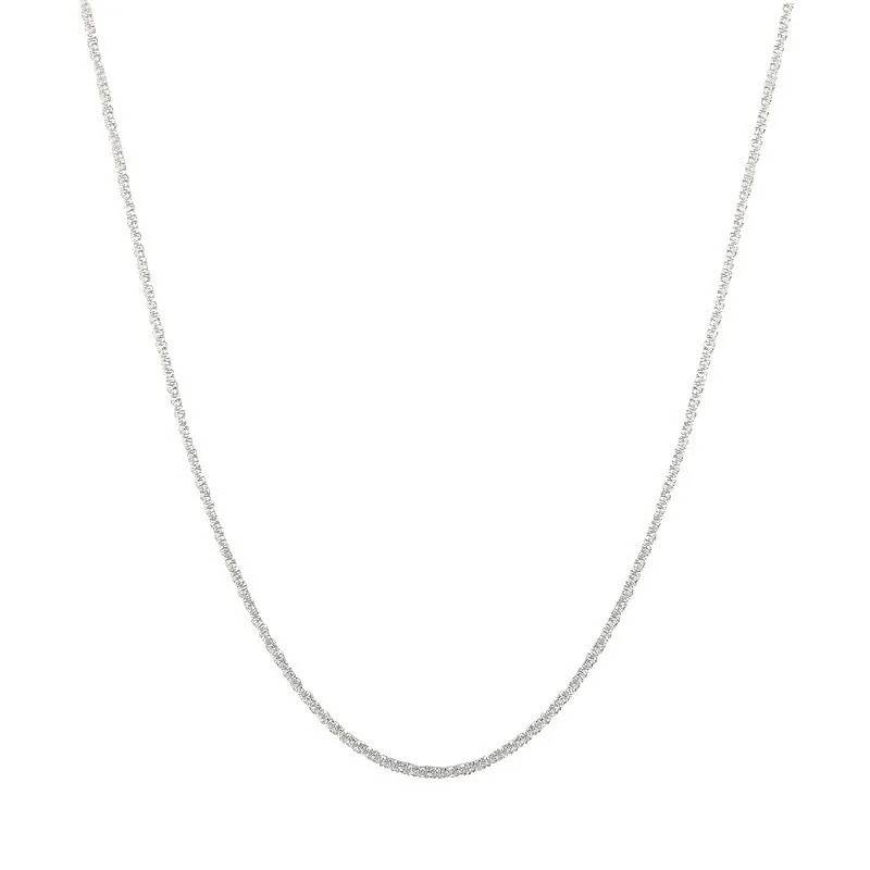 316L Stainless Steel Silver Tone Sparkling Twisted Chain Necklace, Tarnish Resis