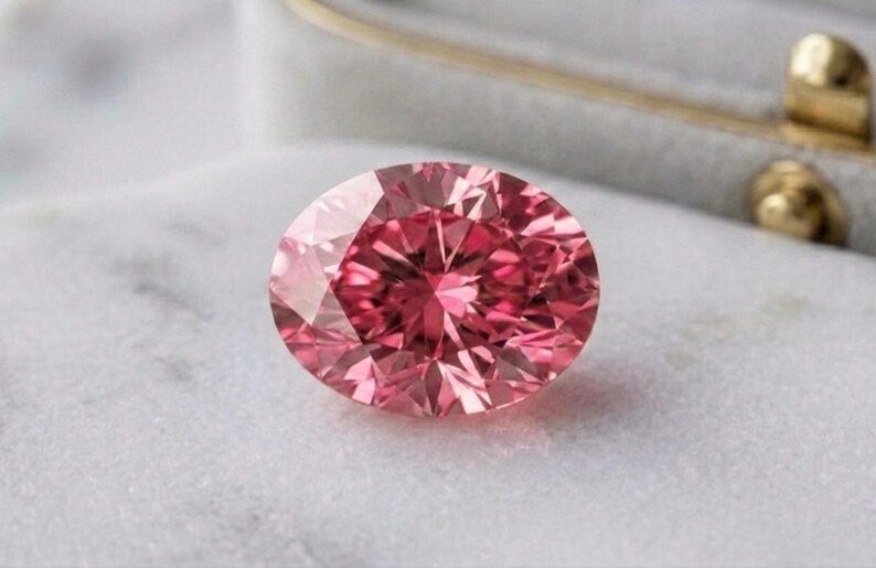 2.5 CT Oval Cut Loose Lab Grown Diamond Fancy Pink Color VVS1 Clarity Loose Gems