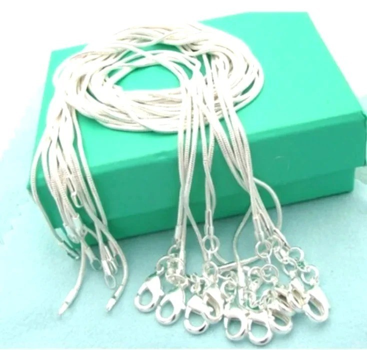 10PCS wholesale 925 sterling solid silver 1MM 16-30inch snake chain necklace