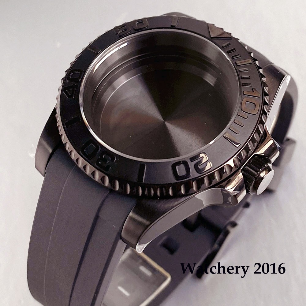 10ATM Black PVD 40mm Diver Watch Case Dial Hands Set NH35 NH36 Auto Watch Parts