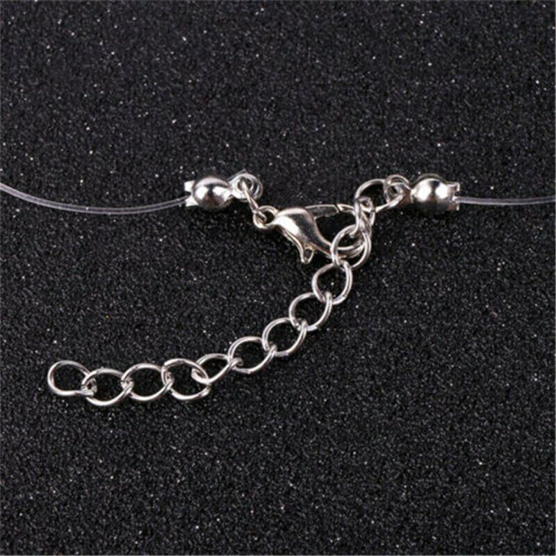 Solitaire Cubic Zirconia Pendant Shiny Silver Transparent Necklace *USA*
