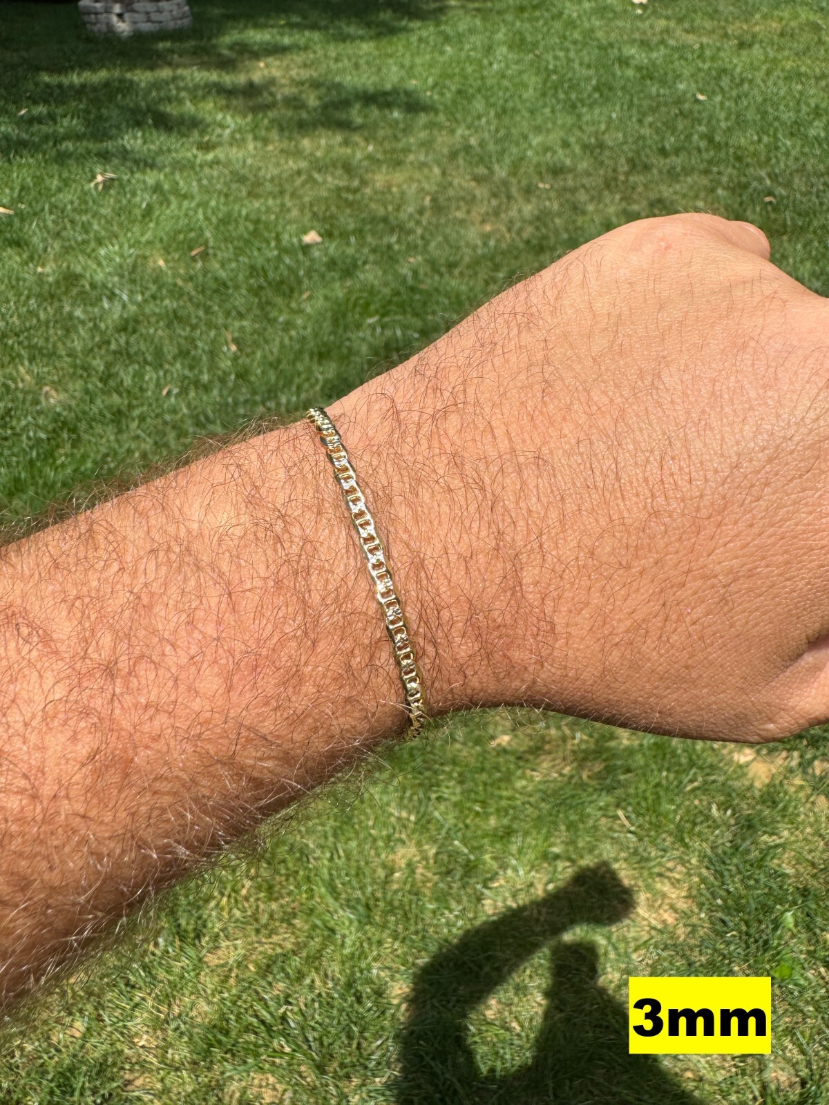 925 Sterling Silver 14k Gold Plated Two Tone Diamond Cut Mariner Link Bracelet