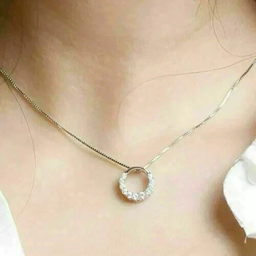 2Ct Round Cut Moissanite Women’s Circle Pendant 14K Yellow Gold Plated