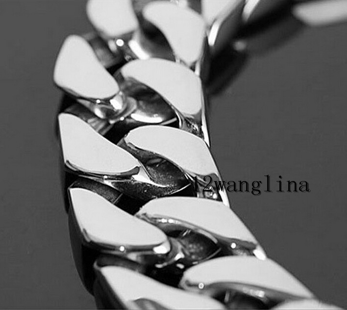 15mm Silver Tone Cuban Curb Link Men’s Chain Boys 316L Stainless Steel Bracelet