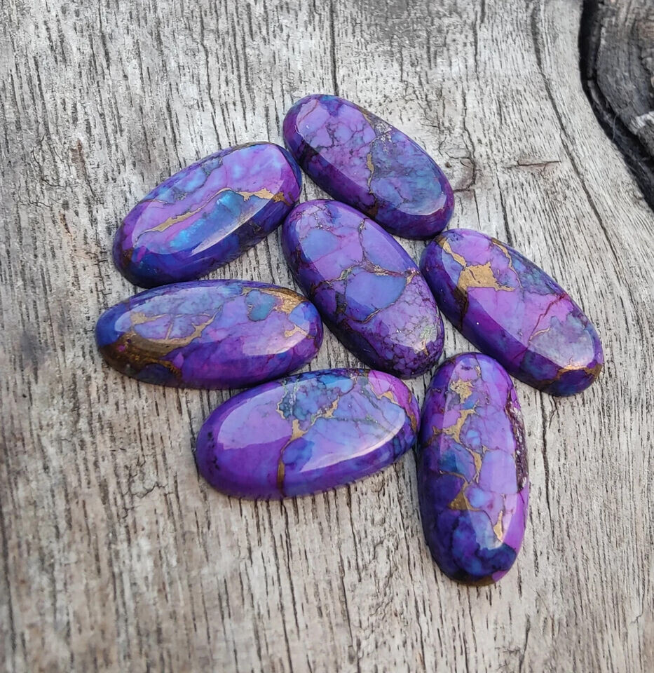 [WHOLESALE] PURPLE COPPER TURQUOISE CABOCHON LONG OVAL SHAPE LOOSE GEMSTONE