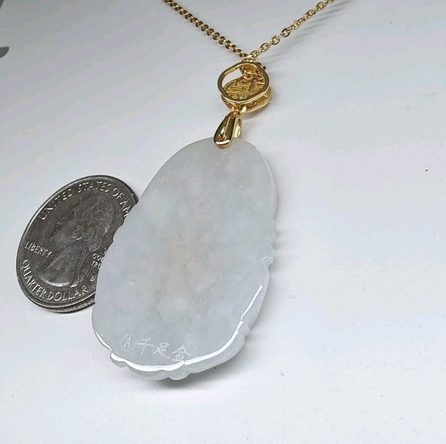 Certificated Dragon Jade Pendant 24K Gold Coated with silver hook 镀千足金玉吊坠龙生肖翡翠A货