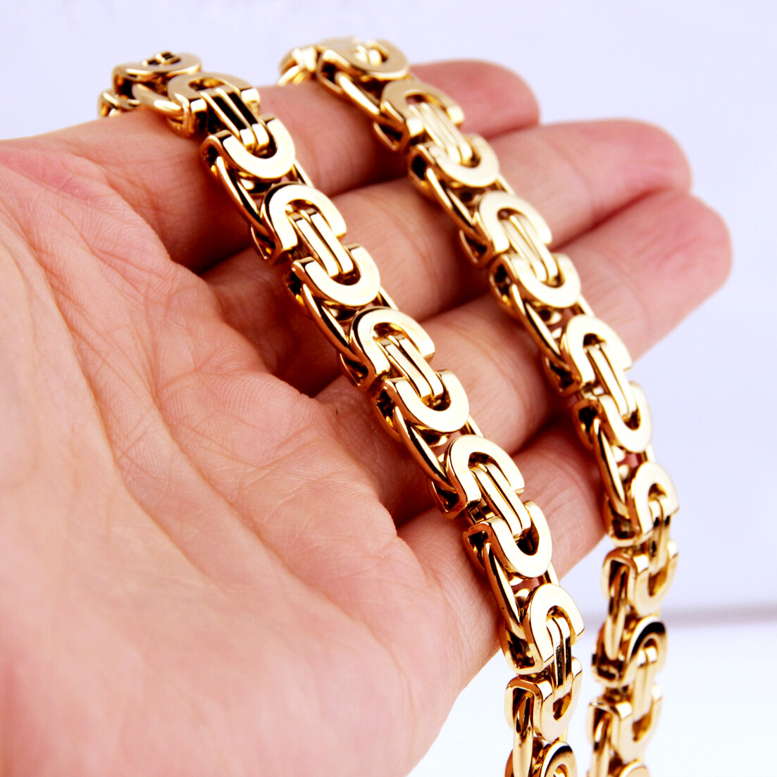 Charming 6/8/11mm Stainless Steel Women Mens Byzantine Boxes Chain Necklace Gift