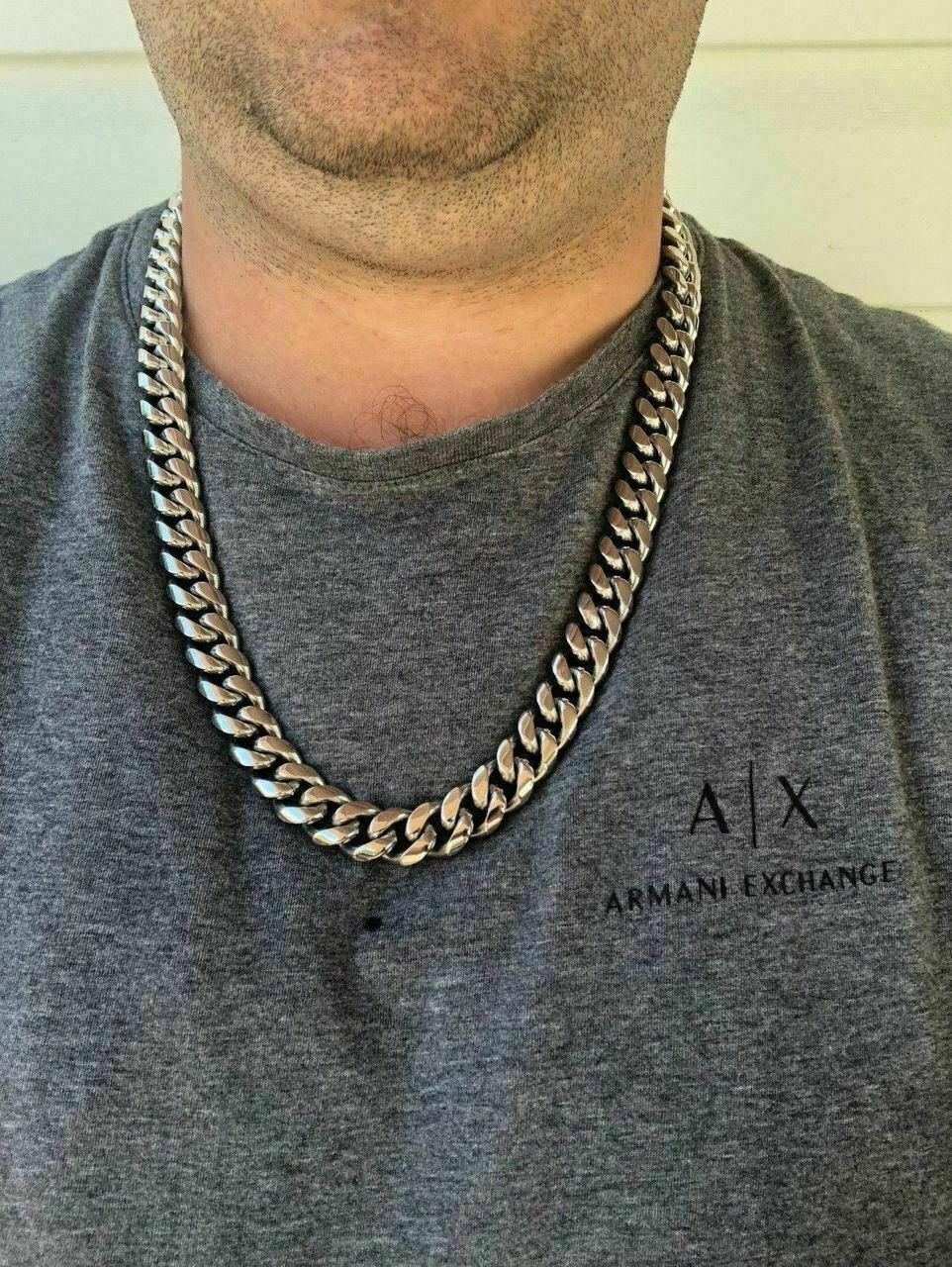 Men’s Miami Cuban Link Chain Solid Stainless Steel 4-18mm