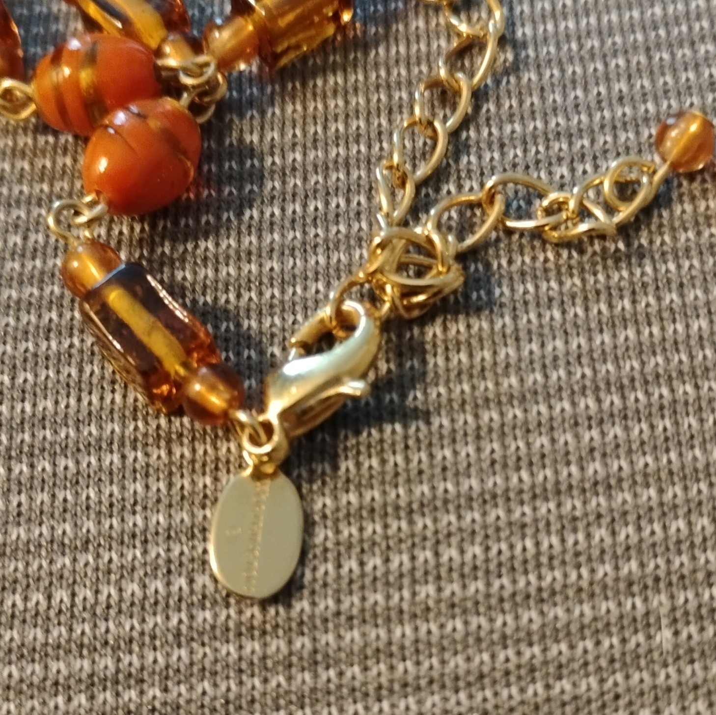 Worthington Gold Tone Link Necklace w/ Round Charm Pendant, Adjustable Lobster