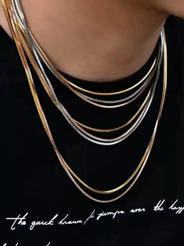 Simple Gold Color Stainless Steel Chain Necklace For Men Hip Hop Jewelry Accesso