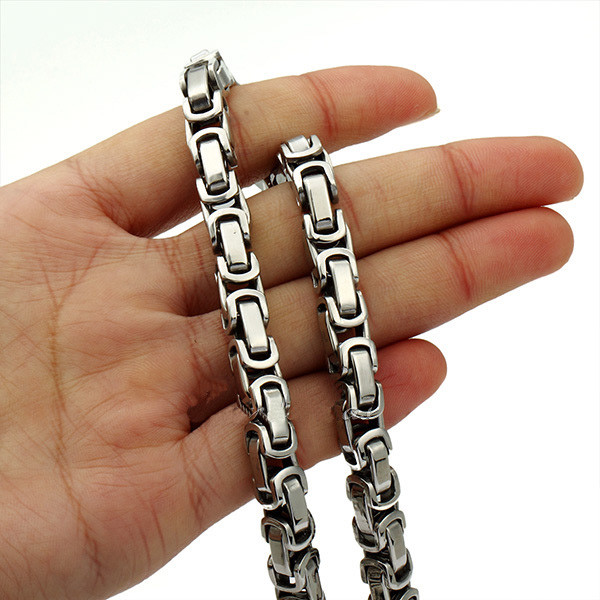 16″-40″ 5/6/8mm Stainless Steel Silver Jewelry Men’s Byzantine Chain Necklace