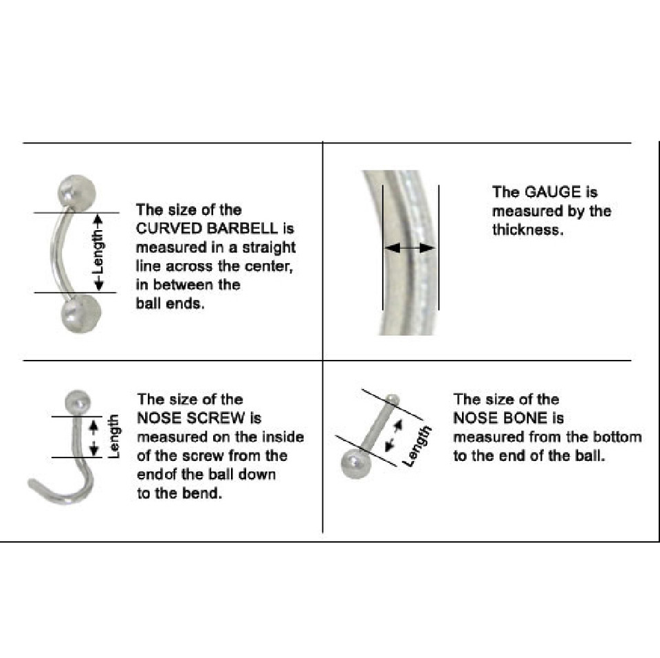 20G 18G Nose Rings Stud L Shape Surgical Steel 6mm Screw Piercing 3mm Set CZ Gem