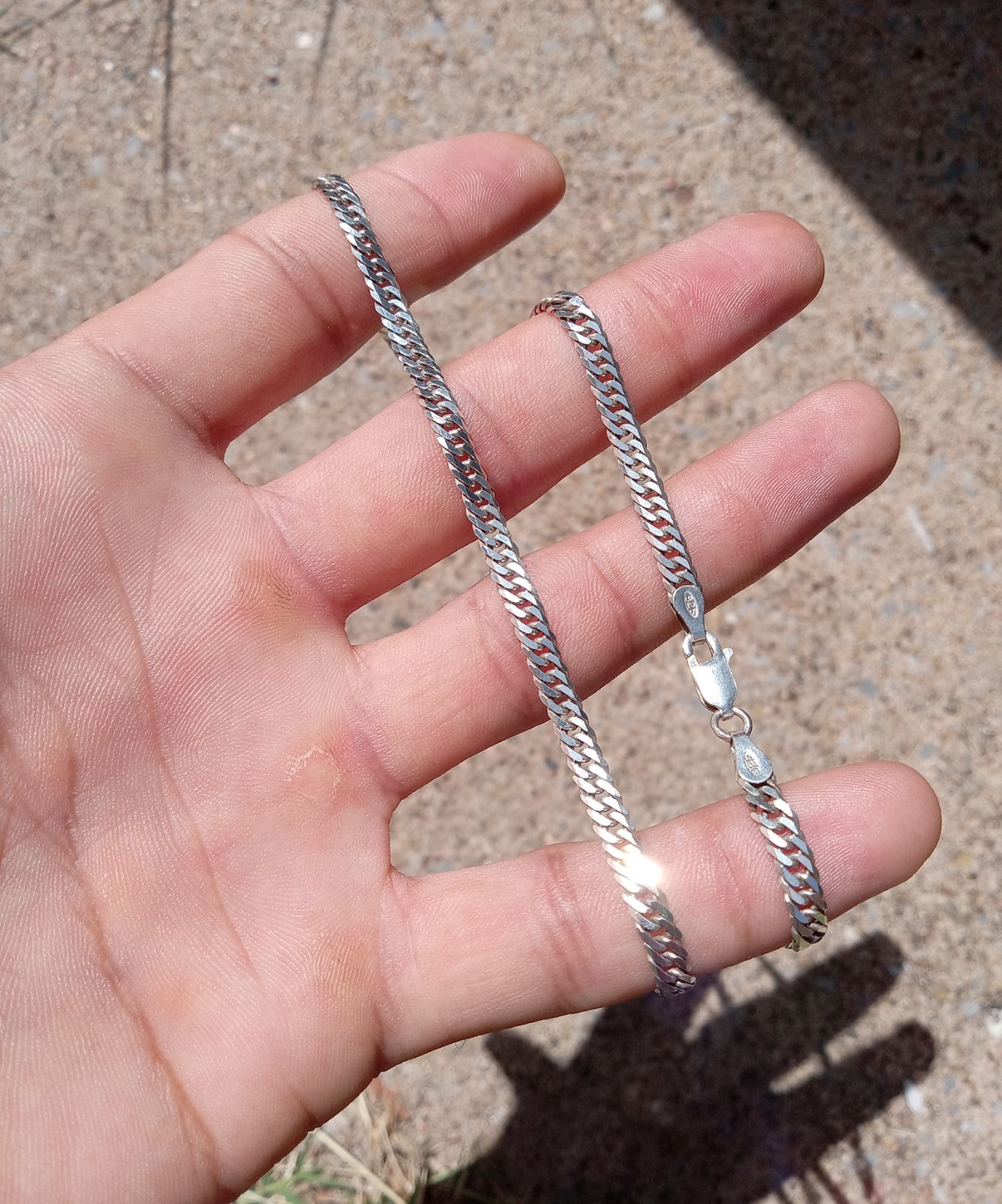 Solid 925 Sterling Silver Double Curb Cuban Chain SHINE Necklace TightLink 3.5MM