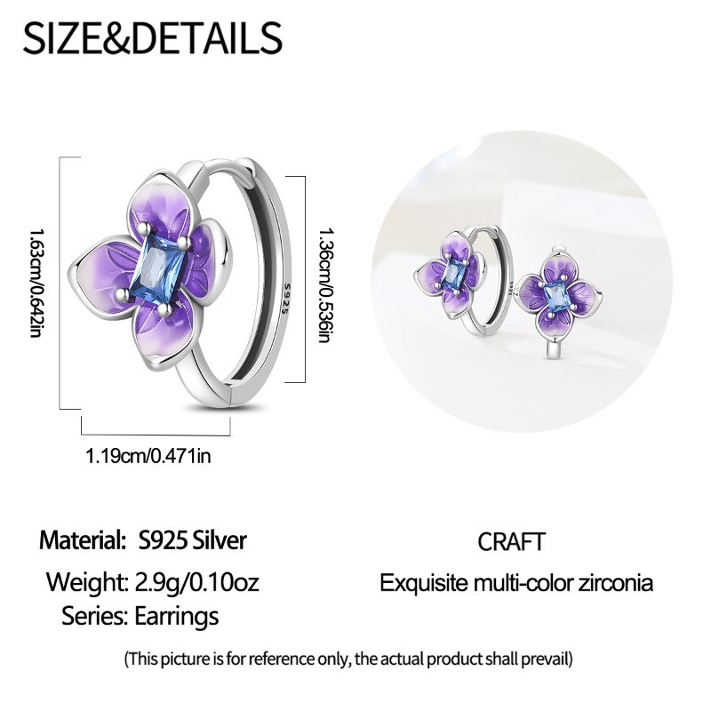 KUNSIR Sterling Silver Tiny Flower Hoop Earrings For Women Jewelry Birthday Gift
