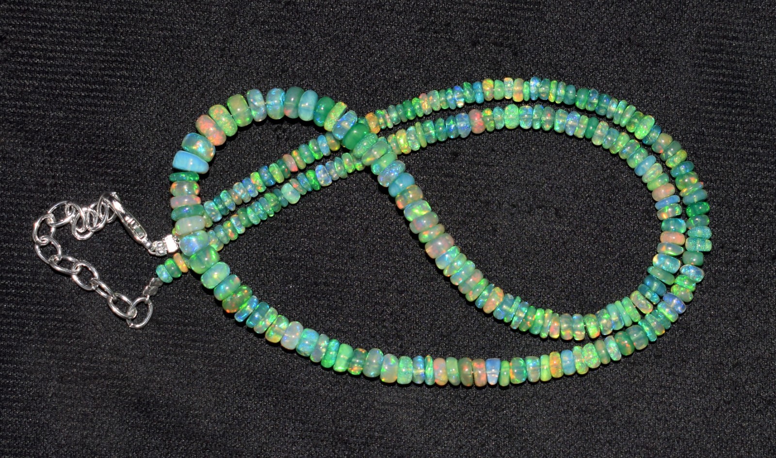 16”Natural Ethiopian Opal Wello Fire Opal Gemstone Bead Necklace
