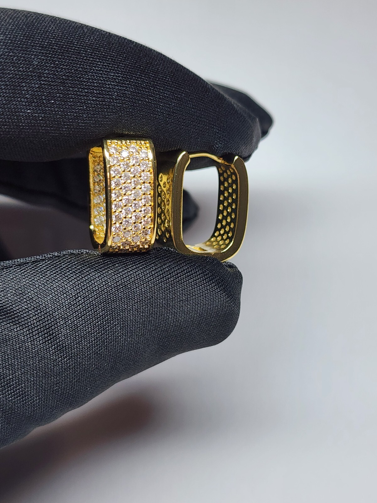 Gold Plated Hoop Earrings With Cubic Zirconia Unisex Hip Hop Jewelry For Women