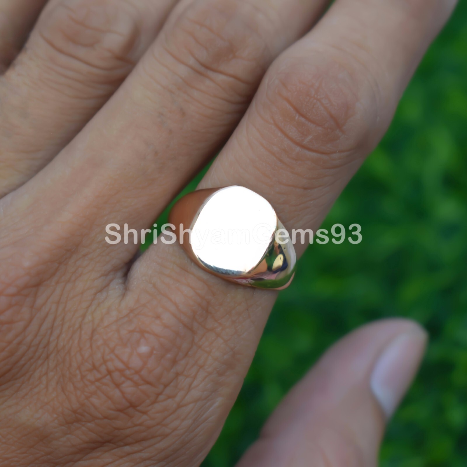 Pure Solid Copper Oval Plain Men Unisex Band Pinky Signet Ring Cast Jewelry
