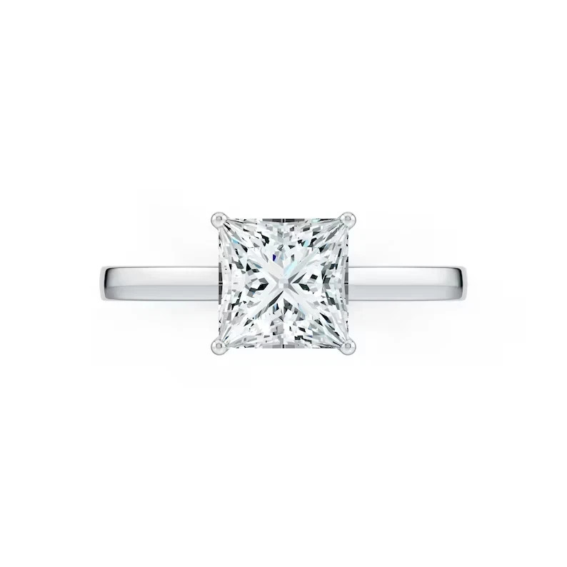 2 CT Princess Cut Moissanite Solitaire Ring 925 Sterling Silver Promise Ring