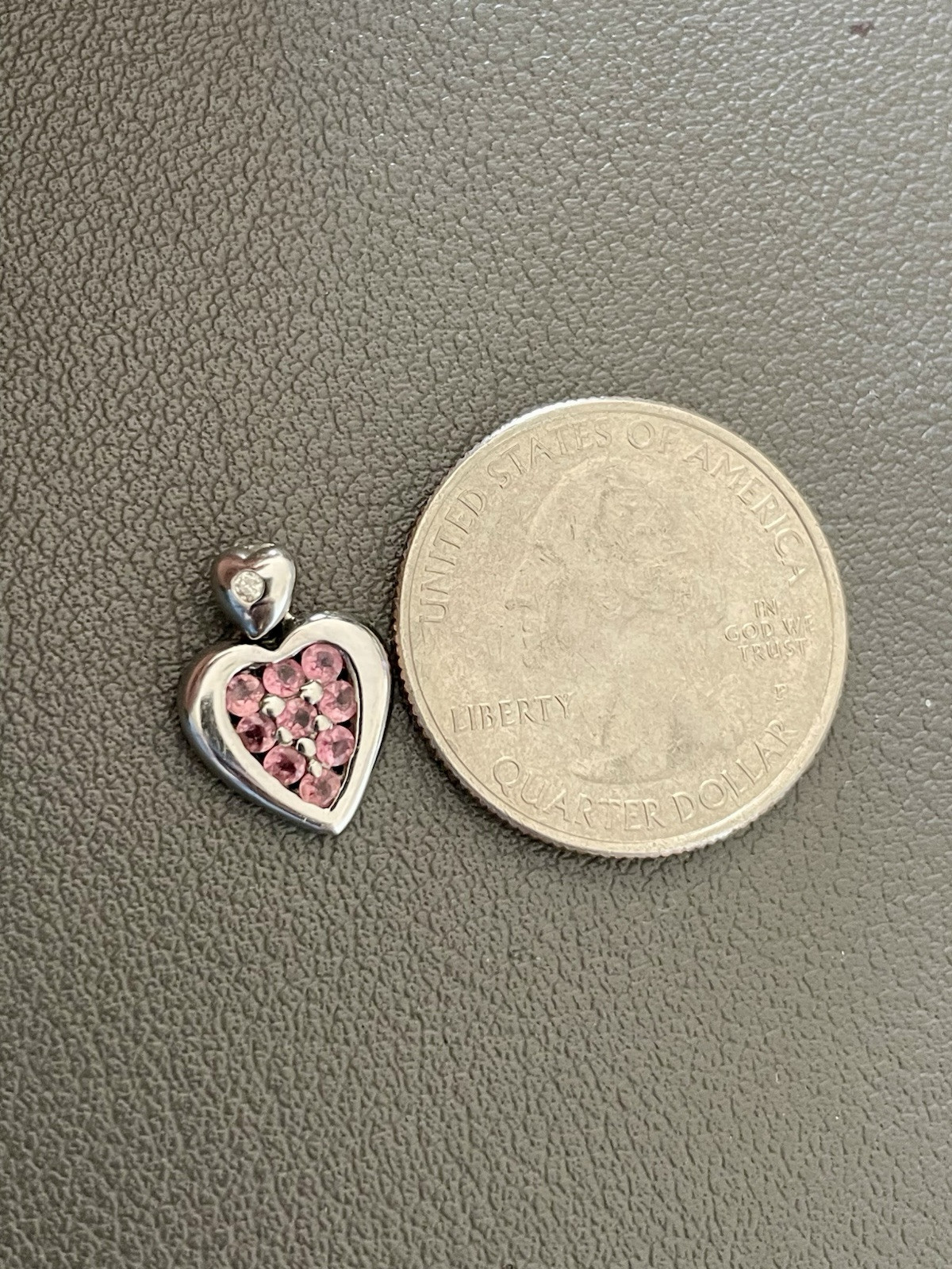 14KT White Gold 0.25CT Rubellite & 0.015CT Diamond Heart Pendant (F14)
