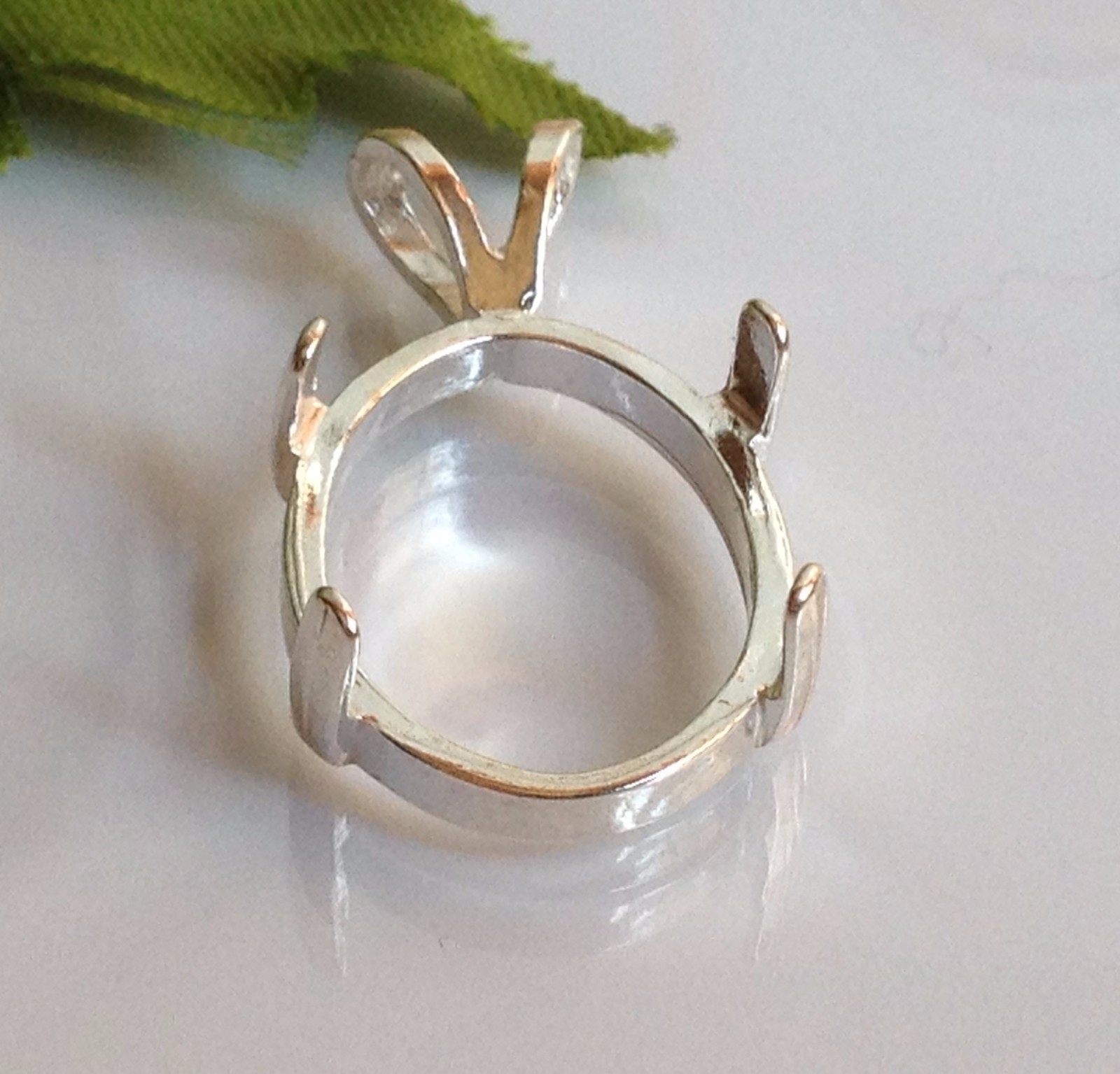 Sterling Silver Oval Cabochon Pre-Notched Pendant Setting (6×4-22x10mm)