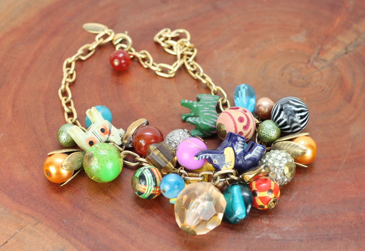Lenora Dame Chunky Colorful Charm Animal Eclectic Statement Necklace