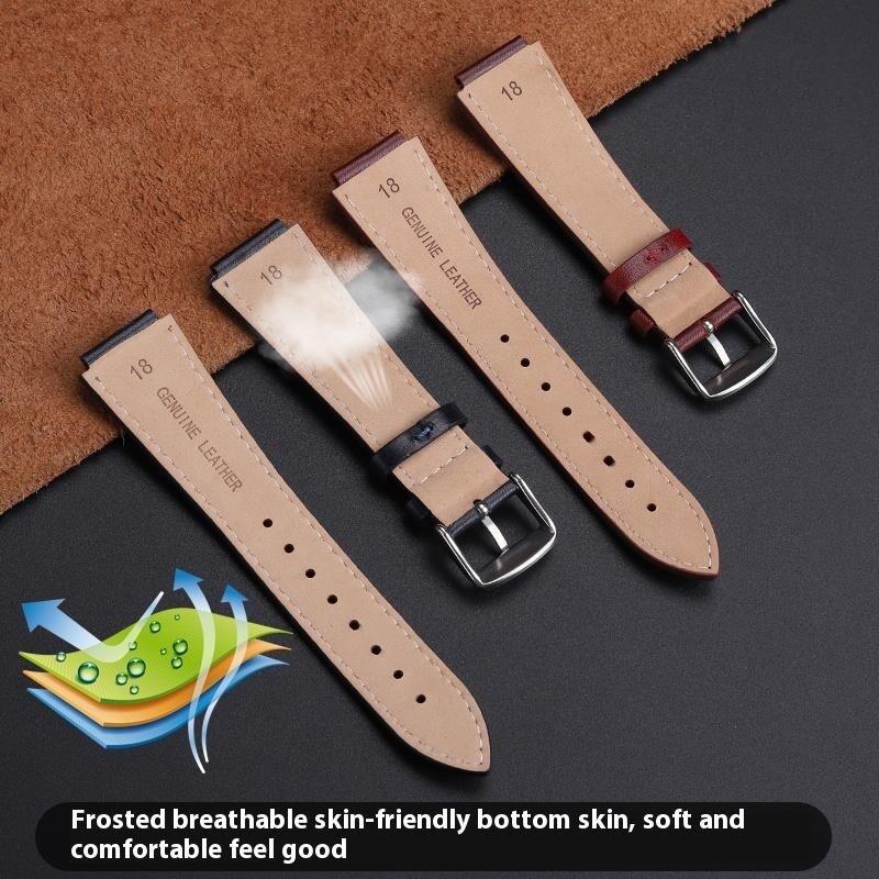 For Casio AE-1200 AE-1300 Genuine Leather Watchband Retro Burst Pattern Strap 18